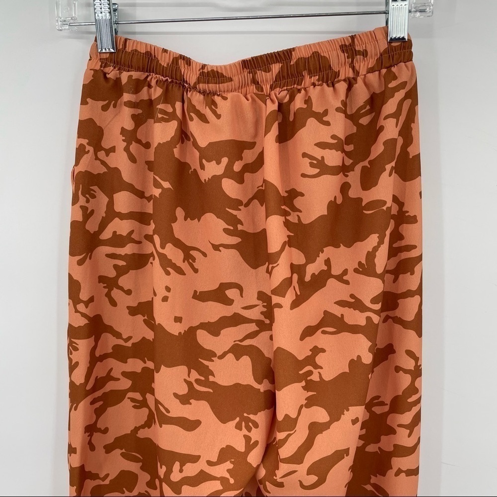 Burnt Orange Camo Print High Rise Cigarette Pants - Picture 9 of 12